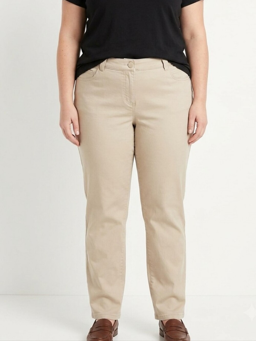 Democracy Ab Solution Beige Khaki Straight Leg Stretch Pants Plus Size 20W EUC